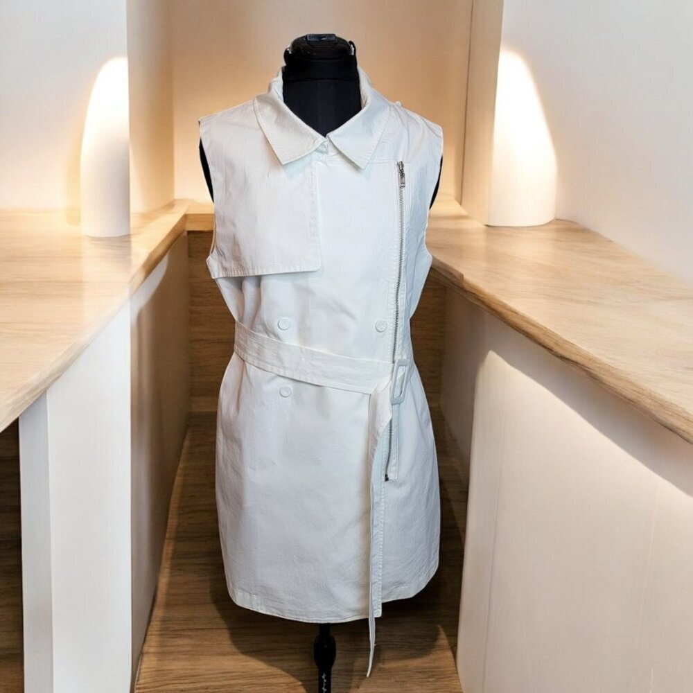 Kuho Korea Sleeveless Wrap Dress – Asymmetric Moto-Trench Hybrid | Size 85/160